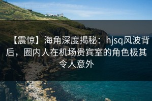【震惊】海角深度揭秘：hjsq风波背后，圈内人在机场贵宾室的角色极其令人意外