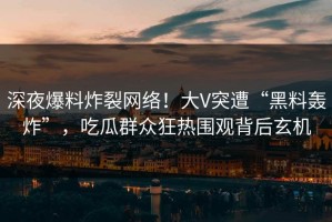 深夜爆料炸裂网络！大V突遭“黑料轰炸”，吃瓜群众狂热围观背后玄机