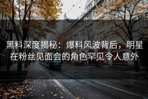 黑料深度揭秘：爆料风波背后，明星在粉丝见面会的角色罕见令人意外