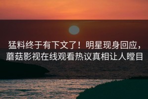 猛料终于有下文了！明星现身回应，蘑菇影视在线观看热议真相让人瞠目