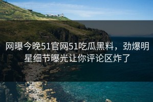网曝今晚51官网51吃瓜黑料，劲爆明星细节曝光让你评论区炸了