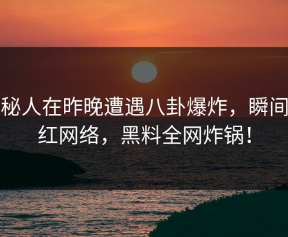 神秘人在昨晚遭遇八卦爆炸，瞬间爆红网络，黑料全网炸锅！