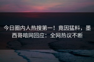 今日圈内人热搜第一！竟因猛料，墨西哥暗网回应：全网热议不断