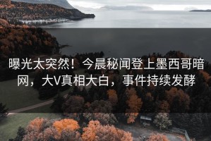 曝光太突然！今晨秘闻登上墨西哥暗网，大V真相大白，事件持续发酵