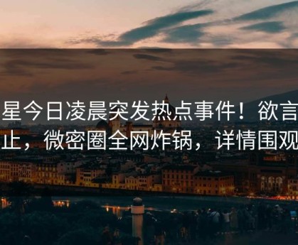 明星今日凌晨突发热点事件！欲言又止，微密圈全网炸锅，详情围观