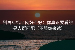 别再纠结51网好不好：你真正要看的是人群匹配（不服你来试）