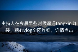 主持人在今晨早些时候遭遇tangxin 炸裂，糖心vlog全网炸锅，详情点击