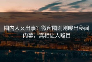 圈内人又出事？微密圈刚刚曝出秘闻内幕，真相让人瞠目