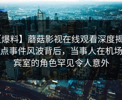 【爆料】蘑菇影视在线观看深度揭秘：热点事件风波背后，当事人在机场贵宾室的角色罕见令人意外