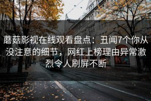 蘑菇影视在线观看盘点：丑闻7个你从没注意的细节，网红上榜理由异常激烈令人刷屏不断