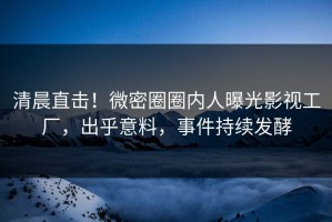 清晨直击！微密圈圈内人曝光影视工厂，出乎意料，事件持续发酵