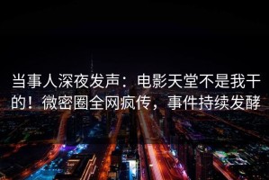 当事人深夜发声：电影天堂不是我干的！微密圈全网疯传，事件持续发酵